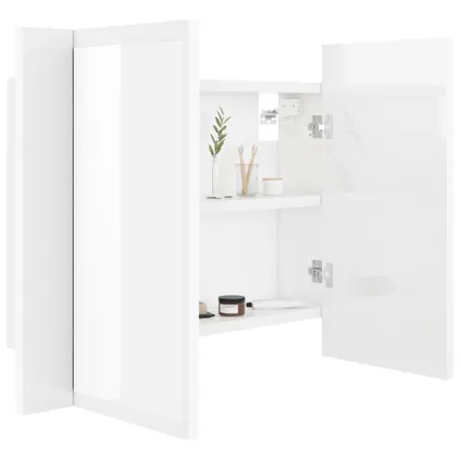 Maison du'monde - Badkamerkast met spiegel en LED 60x12x45 cm acryl hoogglans wit 7