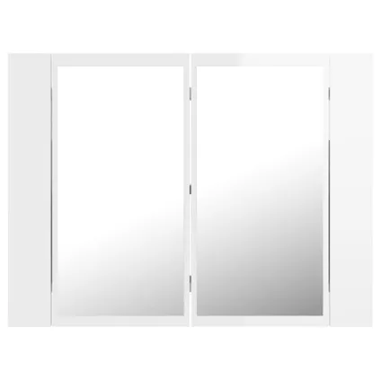 Maison du'monde - Badkamerkast met spiegel en LED 60x12x45 cm acryl hoogglans wit 9