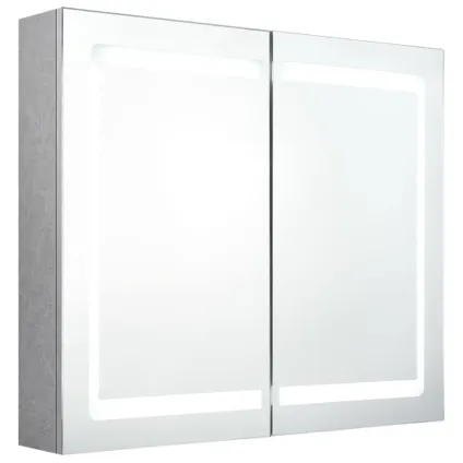 Maison du'monde - Badkamerkast met spiegel en LED 80x12x68 cm betongrijs 2