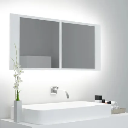 Maison du'monde - Armoire salle de bain à miroir LED Blanc 100x12x45 cm Acrylique