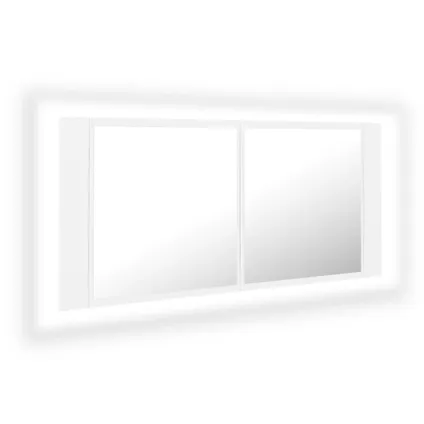 Maison du'monde - Armoire salle de bain à miroir LED Blanc 100x12x45 cm Acrylique 2