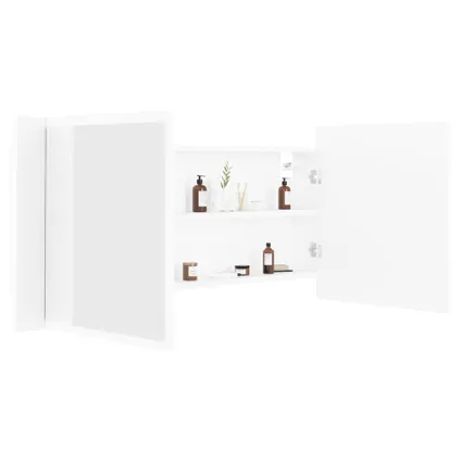 Maison du'monde - Badkamerkast met spiegel en LED 100x12x45 cm acryl wit 6