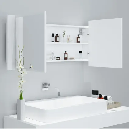 Maison du'monde - Armoire salle de bain à miroir LED Blanc 100x12x45 cm Acrylique 8