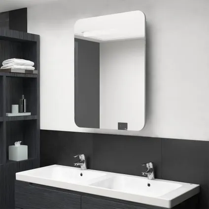 Maison du'monde - Badkamerkast met spiegel en LED 60x11x80 cm betongrijs