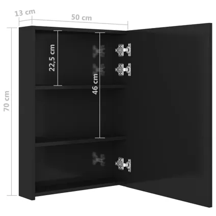 Maison du'monde - Badkamerkast met spiegel en LED 50x13x70 cm glanzend zwart 8