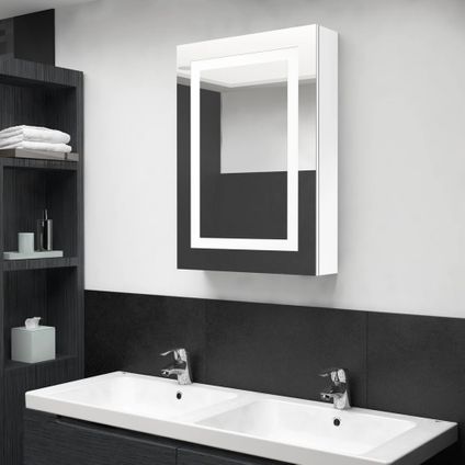 Maison du'monde - Badkamerkast met spiegel en LED 50x13x70 cm glanzend wit