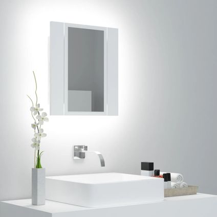 Maison du'monde - Armoire salle de bain à miroir LED Blanc 40x12x45 cm Acrylique
