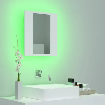 Maison du'monde - Badkamerkast met spiegel en LED 40x12x45 cm acryl wit 4