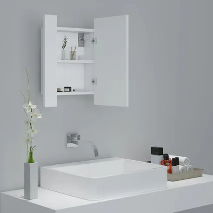 Maison du'monde - Badkamerkast met spiegel en LED 40x12x45 cm acryl wit 6