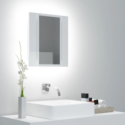 Maison du'monde - Badkamerkast met spiegel en LED 40x12x45 cm acryl hoogglans wit