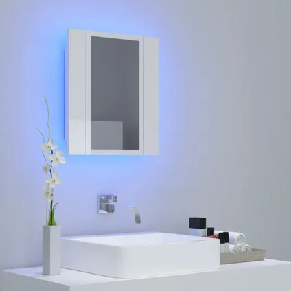 Maison du'monde - Badkamerkast met spiegel en LED 40x12x45 cm acryl hoogglans wit 3