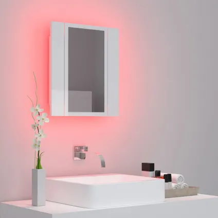 Maison du'monde - Badkamerkast met spiegel en LED 40x12x45 cm acryl hoogglans wit 4
