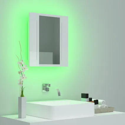 Maison du'monde - Badkamerkast met spiegel en LED 40x12x45 cm acryl hoogglans wit 5