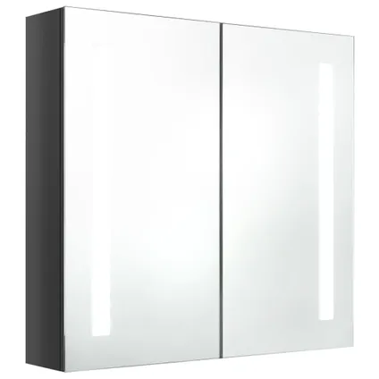 Maison du'monde - Badkamerkast met spiegel en LED 62x14x60 cm glanzend grijs 2