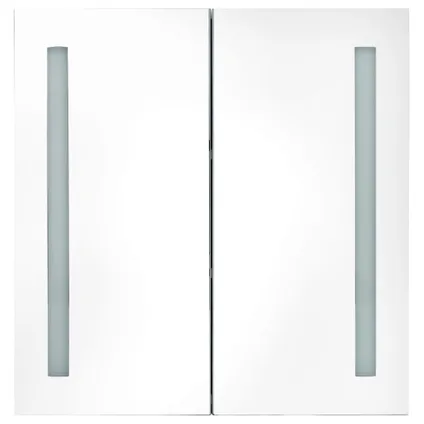 Maison du'monde - Badkamerkast met spiegel en LED 62x14x60 cm glanzend grijs 4