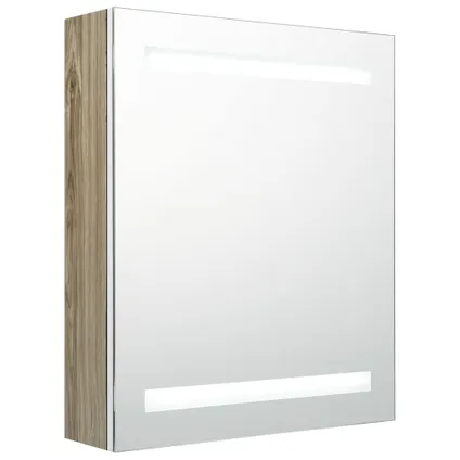 Maison du'monde - Badkamerkast met spiegel en LED 50x14x60 cm wit eikenkleurig 2