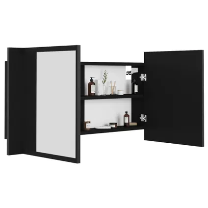 Maison du'monde - Badkamerkast met spiegel en LED 90x12x45 cm acryl zwart 7