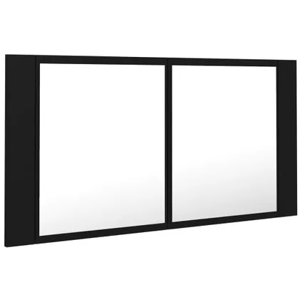 Maison du'monde - Badkamerkast met spiegel en LED 90x12x45 cm acryl zwart 8