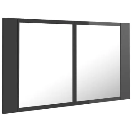 Maison du'monde - Badkamerkast met spiegel en LED 80x12x45 acryl hoogglans grijs 10