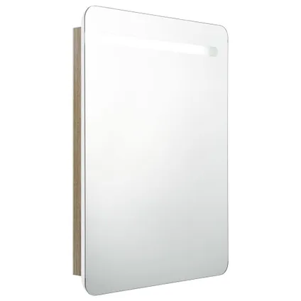 Maison du'monde - Badkamerkast met spiegel en LED 60x11x80 cm wit en eikenkleurig 2