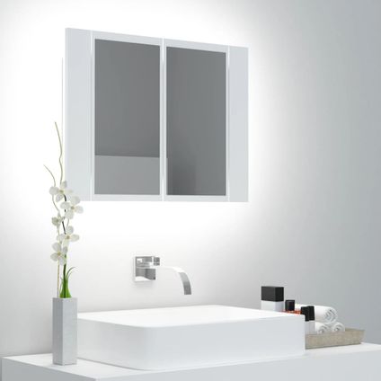 Maison du'monde - Armoire salle de bain à miroir LED Blanc 60x12x45 cm Acrylique