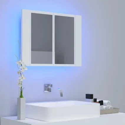 Maison du'monde - Badkamerkast met spiegel en LED 60x12x45 cm acryl wit 3