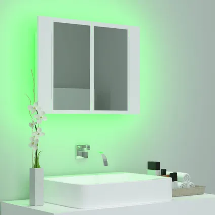 Maison du'monde - Badkamerkast met spiegel en LED 60x12x45 cm acryl wit 4