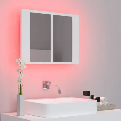 Maison du'monde - Armoire salle de bain à miroir LED Blanc 60x12x45 cm Acrylique 5