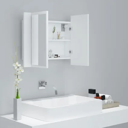 Maison du'monde - Armoire salle de bain à miroir LED Blanc 60x12x45 cm Acrylique 6