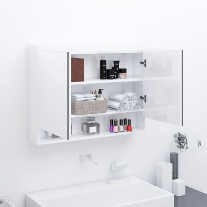 Maison du'monde - Badkamerkast met spiegel 80x15x60 cm MDF glanzend wit