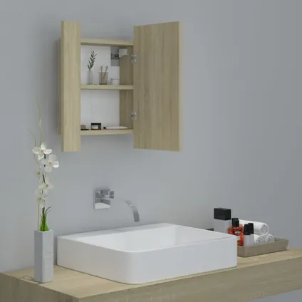 Maison du'monde - Armoire à miroir à LED de bain Chêne sonoma 40x12x45 Acrylique 6