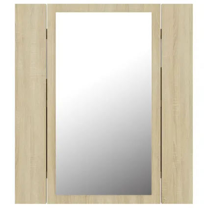 Maison du'monde - Badkamerkast met spiegel LED 40x12x45 acryl sonoma eikenkleurig 9