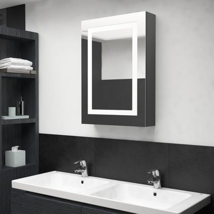 Maison du'monde - Armoire de salle de bain à miroir LED Gris 50x13x70 cm