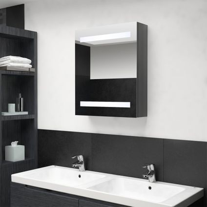 Maison du'monde - Armoire de salle de bain à miroir LED Gris brillant 50x14x60 cm