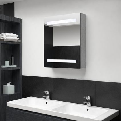 Maison du'monde - Badkamerkast met spiegel en LED 50x14x60 cm betongrijs