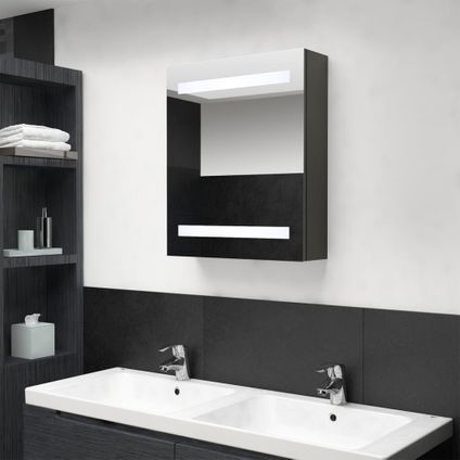 Maison du'monde - Badkamerkast met spiegel en LED 50x14x60 cm antracietkleurig