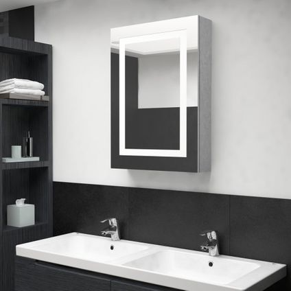 Maison du'monde - Badkamerkast met spiegel en LED 50x13x70 cm betongrijs