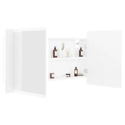 Maison du'monde - Badkamerkast met spiegel en LED 90x12x45 cm acryl wit 7
