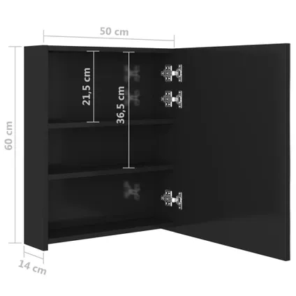 Maison du'monde - Badkamerkast met spiegel en LED 50x14x60 cm glanzend zwart 8