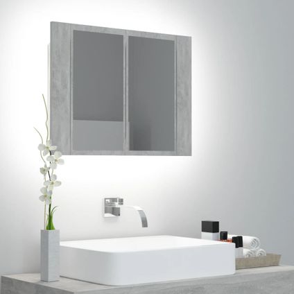 Maison du'monde - Armoire de salle de bain à miroir LED Gris béton Acrylique
