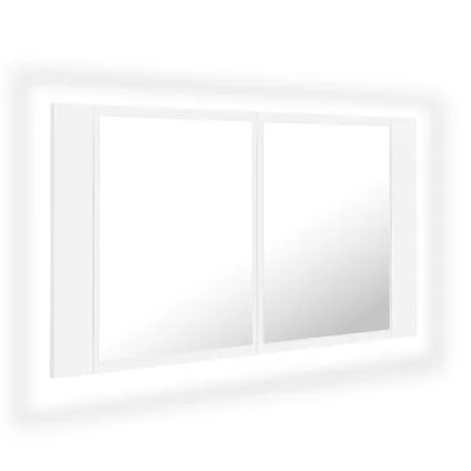 Maison du'monde - Armoire salle de bain à miroir LED Blanc 80x12x45 cm Acrylique 2