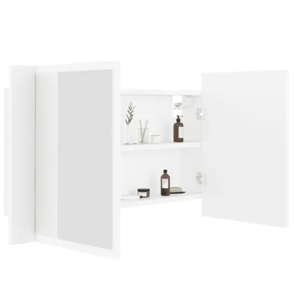 Maison du'monde - Badkamerkast met spiegel en LED 80x12x45 cm acryl wit 7