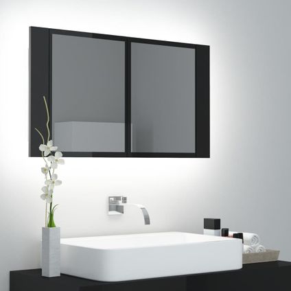 Maison du'monde - Armoire à miroir de bain à LED Noir brillant Acrylique