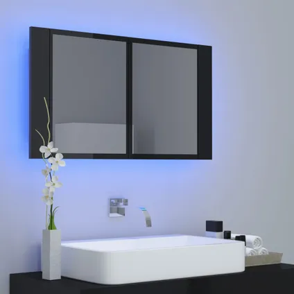 Maison du'monde - Armoire à miroir de bain à LED Noir brillant Acrylique 3