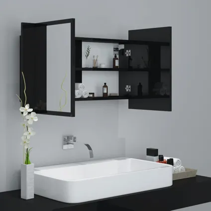 Maison du'monde - Armoire à miroir de bain à LED Noir brillant Acrylique 6
