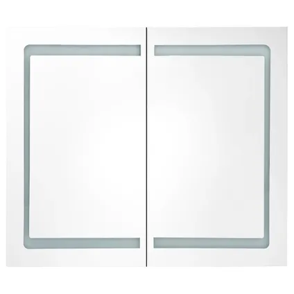 Maison du'monde - Badkamerkast met spiegel en LED 80x12x68 cm wit en eikenkleurig 4