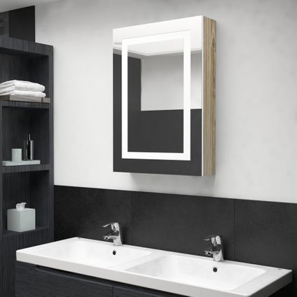 Maison du'monde - Armoire de salle de bain à miroir LED blanc et chêne 50x13x70cm