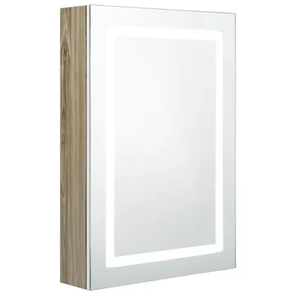 Maison du'monde - Badkamerkast met spiegel en LED 50x13x70 cm wit en eikenkleurig 2
