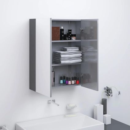 Maison du'monde - Badkamerkast met spiegel 60x15x75 cm MDF glanzend grijs