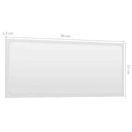 Maison du'monde - Miroir de salle de bain Blanc brillant 90x1,5x37 cm Aggloméré 5